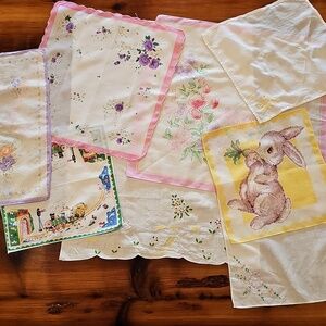 Set Of 8 Vintage Hankies, And Cotton Linens